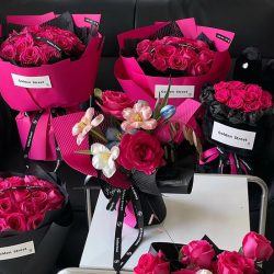 Black Pink Series Flower Bouquet Gift Packaging Paper