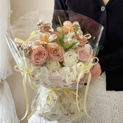 Bow Printed Flower Wrap Tissue Paper Pack 20 (50x70cm)