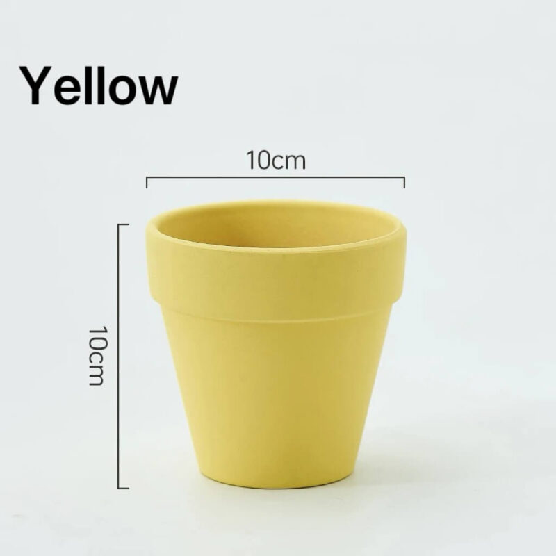 Bright Coloured Ceramic Flower Pot - Yellow